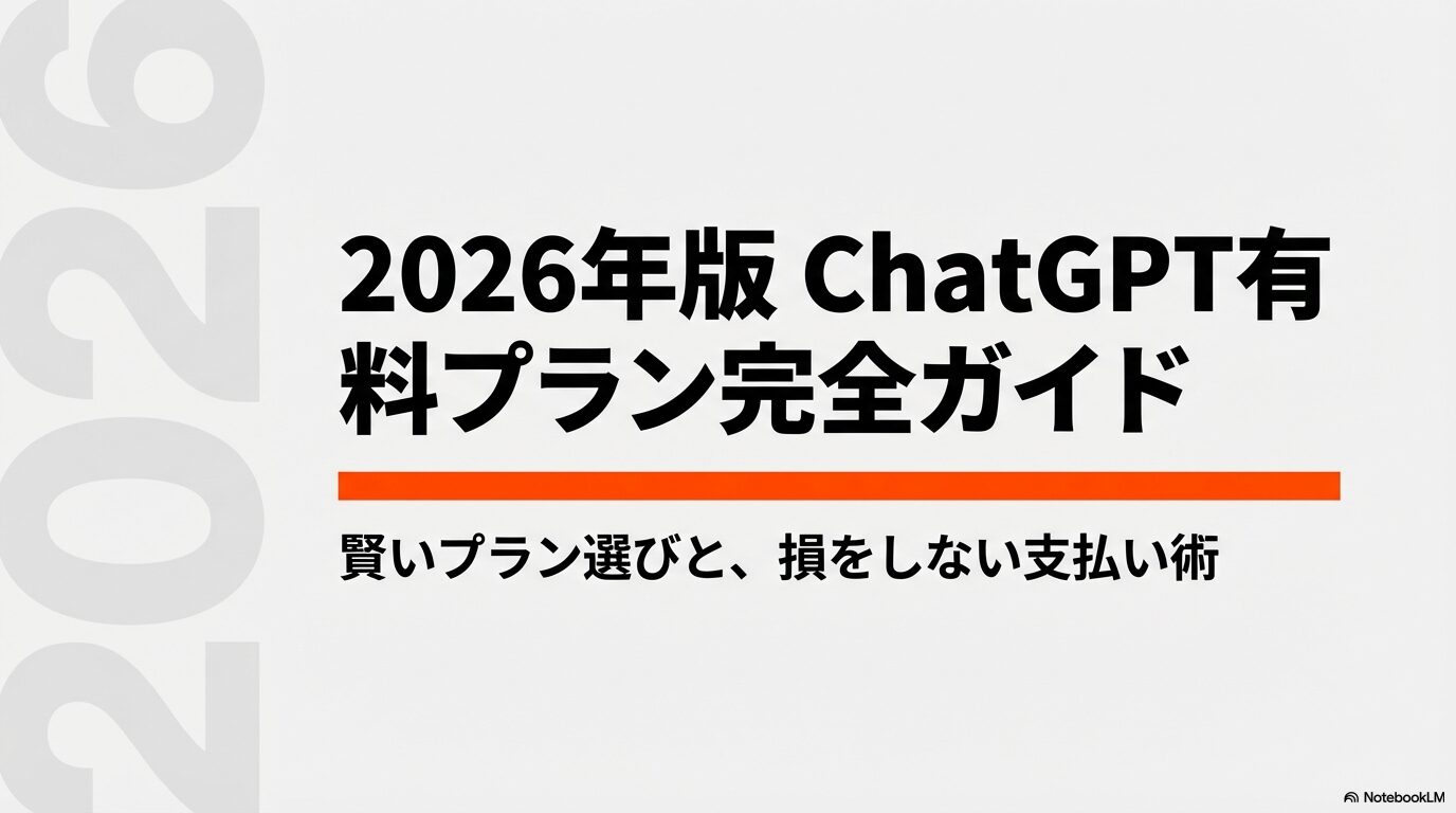 2026年版 ChatGPT有料プラン完全ガイドの表紙スライド