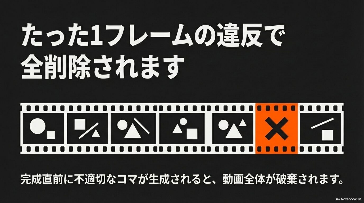 完成直前に不適切なコマが1フレームでも生成されると動画全体が破棄される仕様