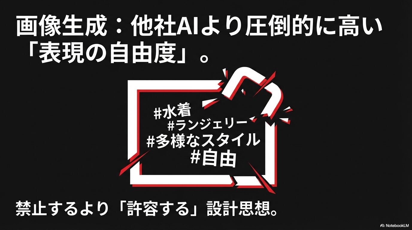 水着やランジェリーなど多様なスタイルを許容するGrok画像生成の設計思想