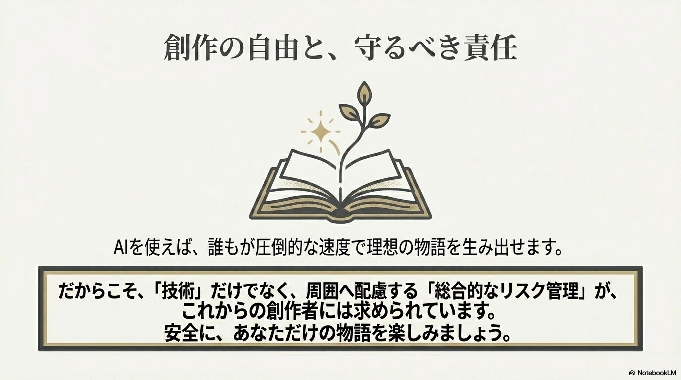 AIによる創作の自由と、創作者に求められるリスク管理や周囲への配慮
