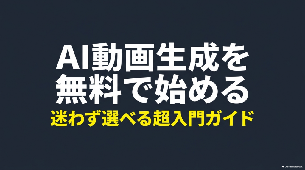 AI動画生成を無料で始めるための迷わず選べる超入門ガイドのタイトルスライド